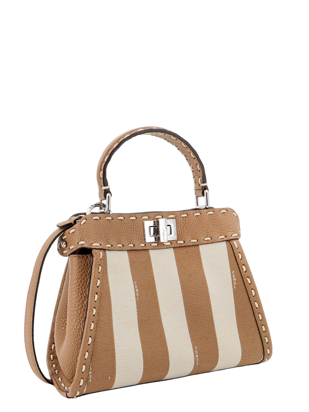 Jacquard fabric handbag with Pequin striped motif