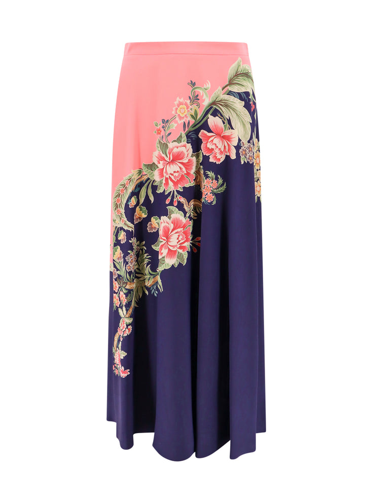 Flared silk long dress