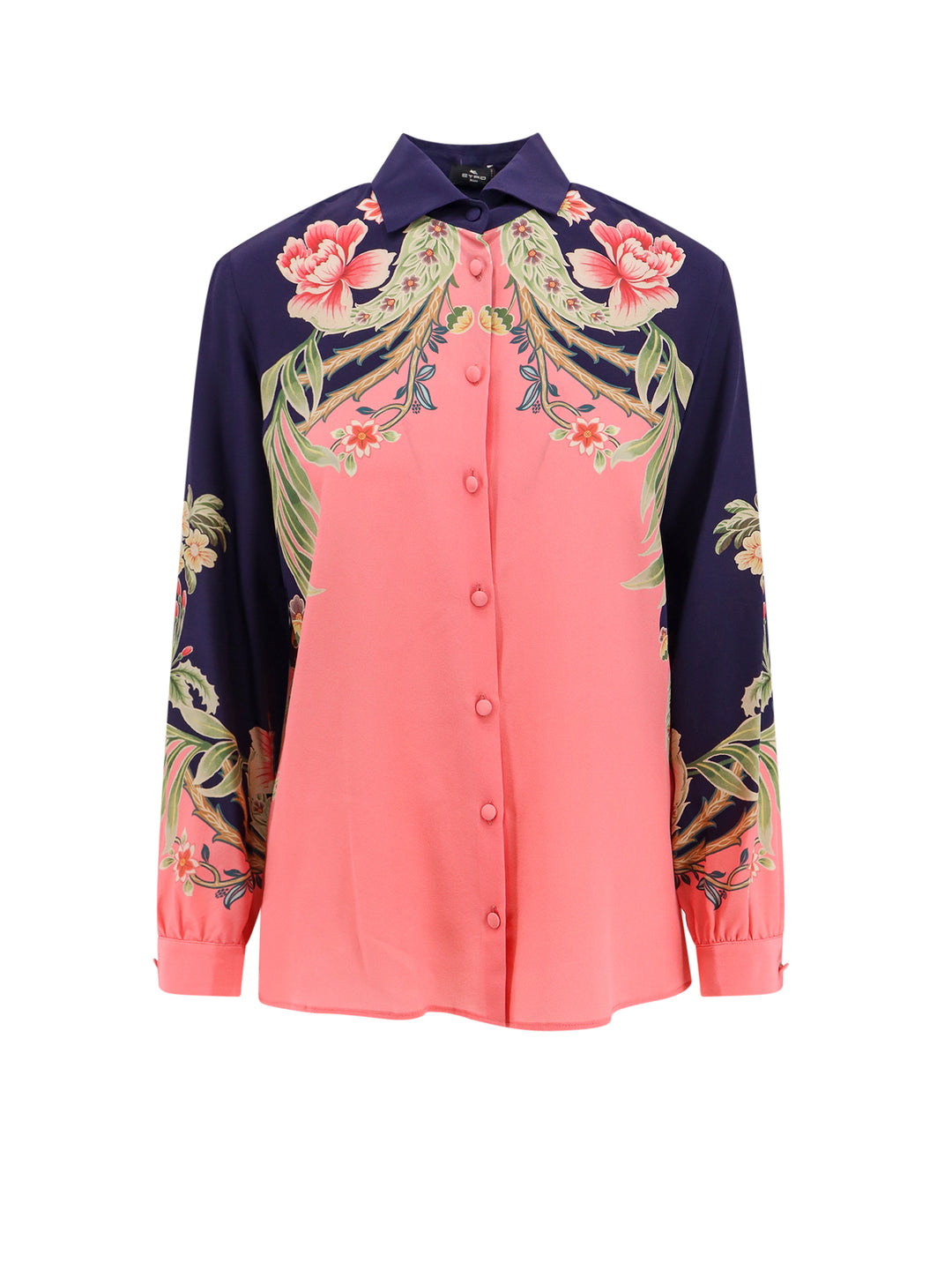 Silk shirt with iconic floral motif