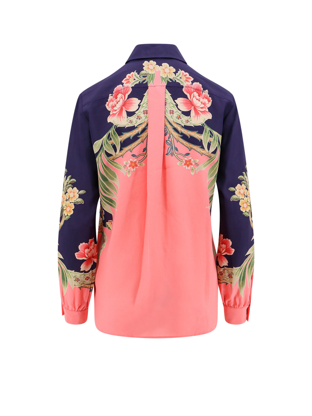 Silk shirt with iconic floral motif