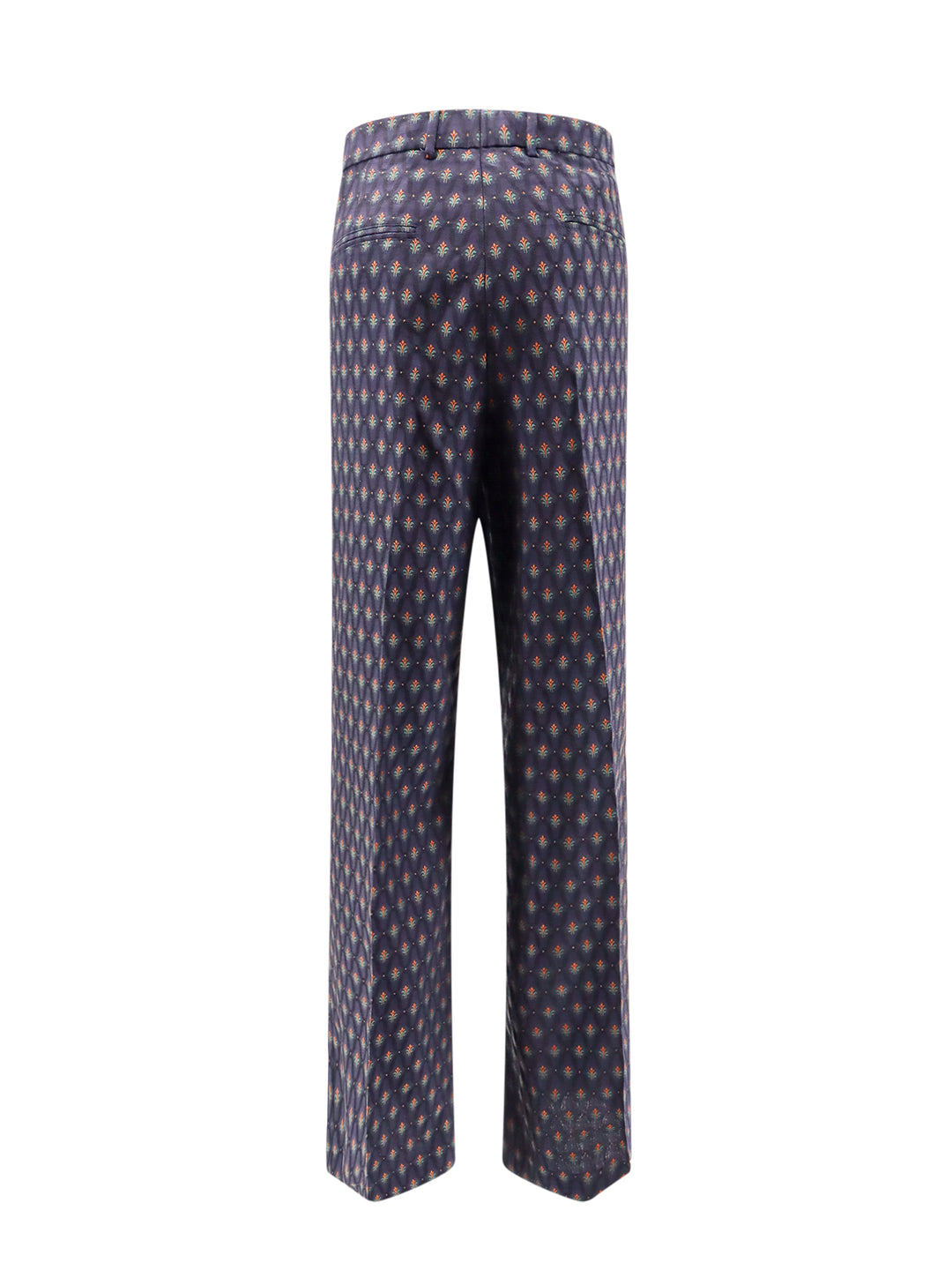 Wool and silk trouser with all-over embroidery