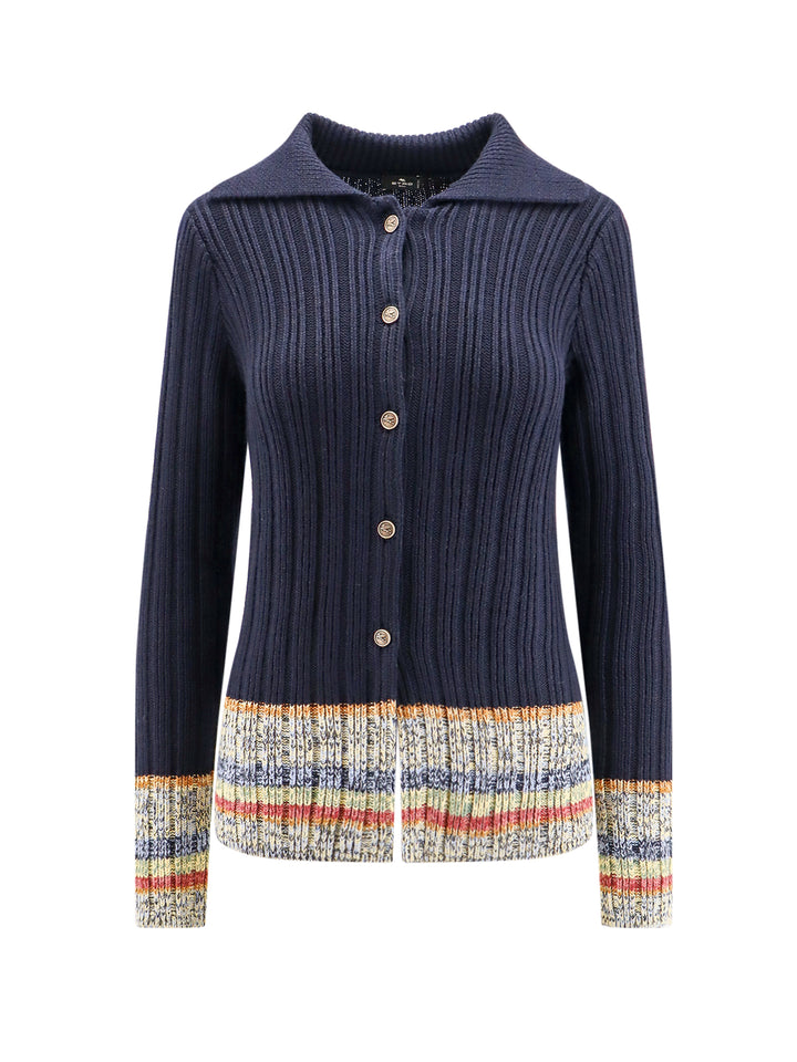 Ribbed wool and cotton cardigan