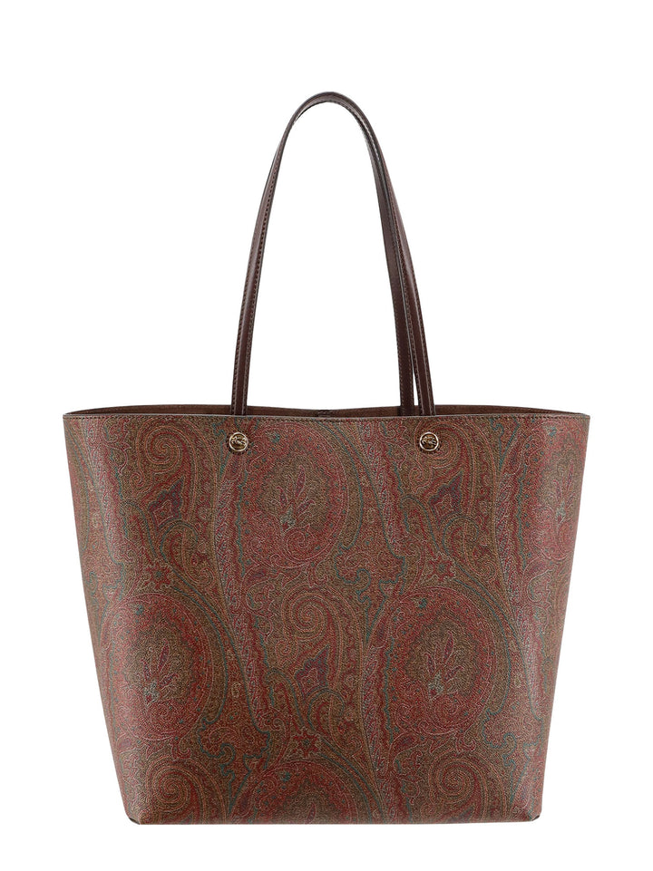 Coated canvas shoulder bag with paisley motif