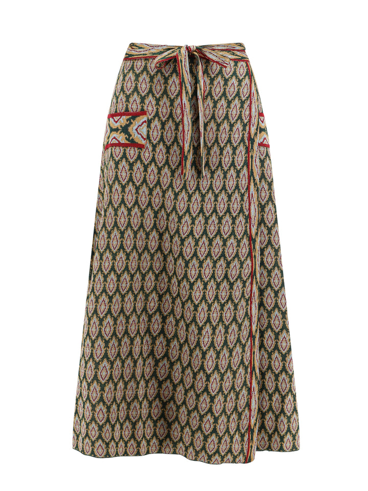 Viscose blend skirt with iconic pattern