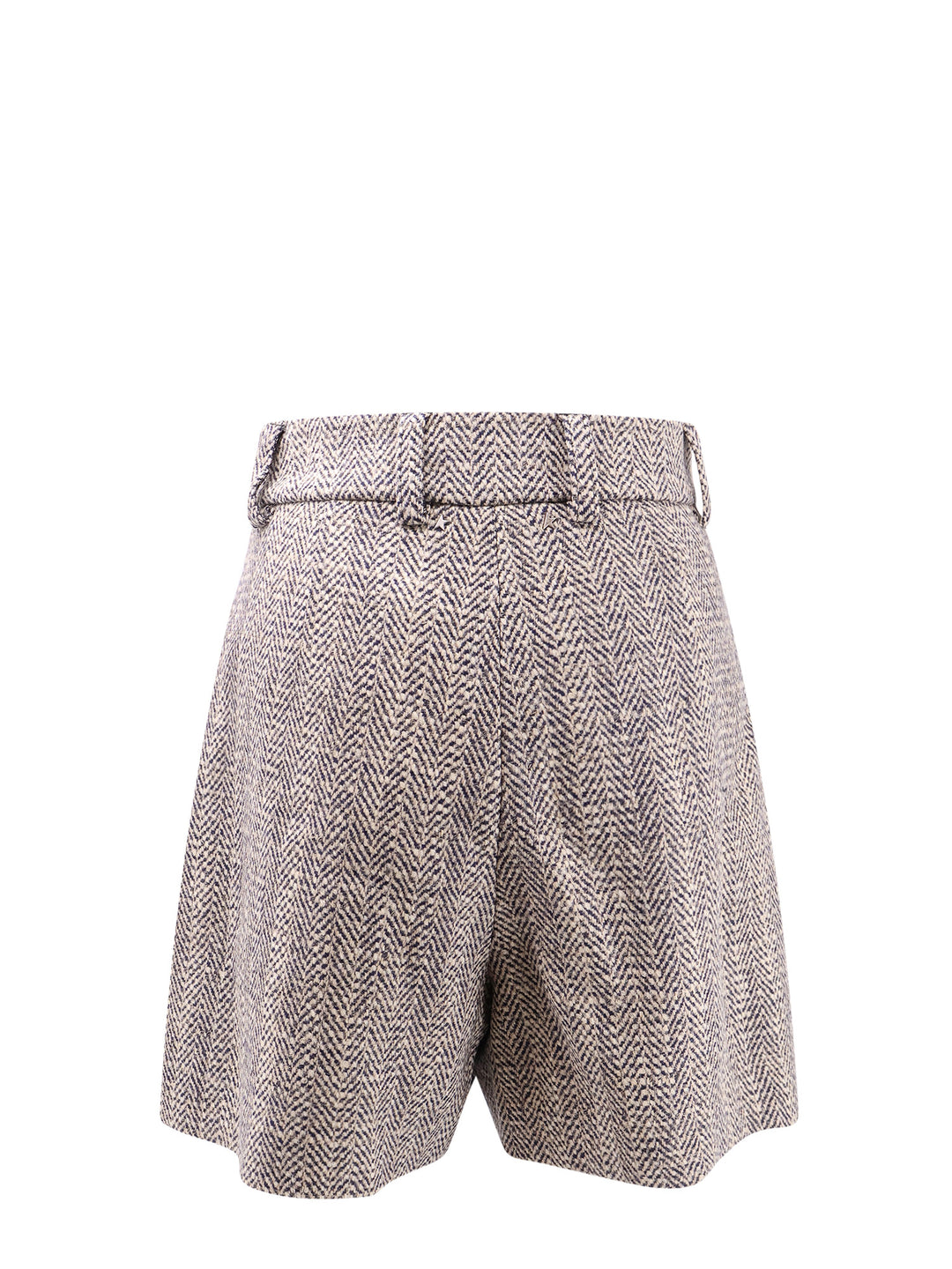 Wool blend shorts with herringbone motif