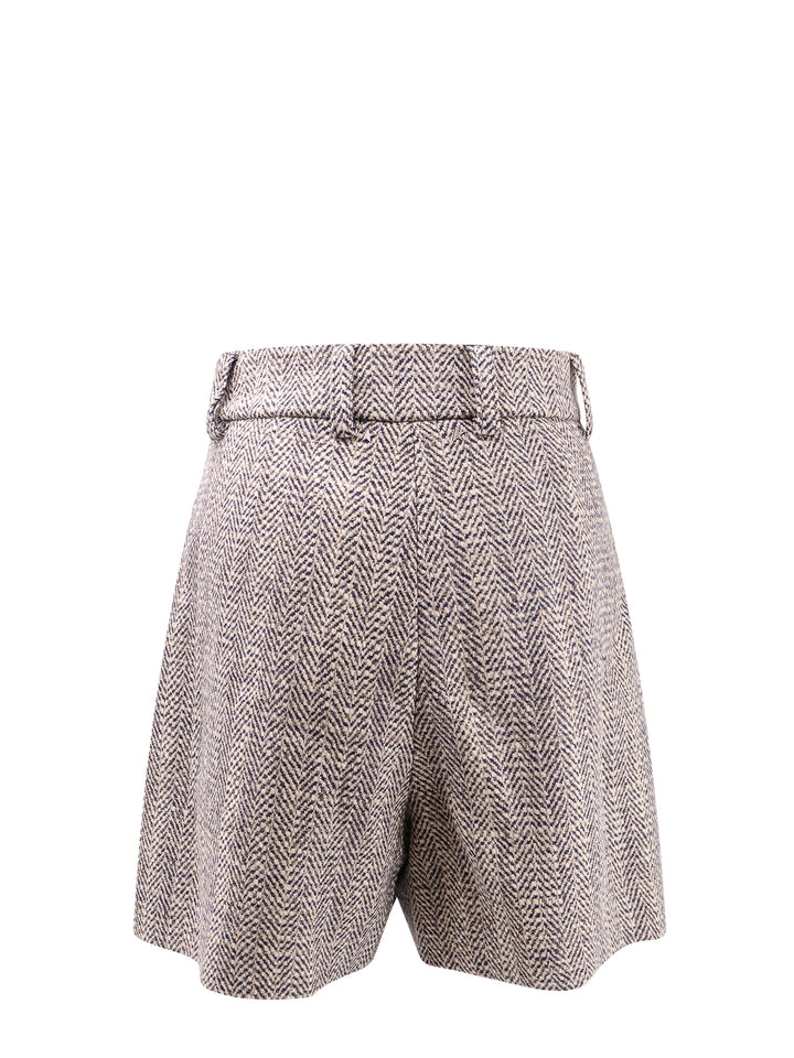 Wool blend shorts with herringbone motif