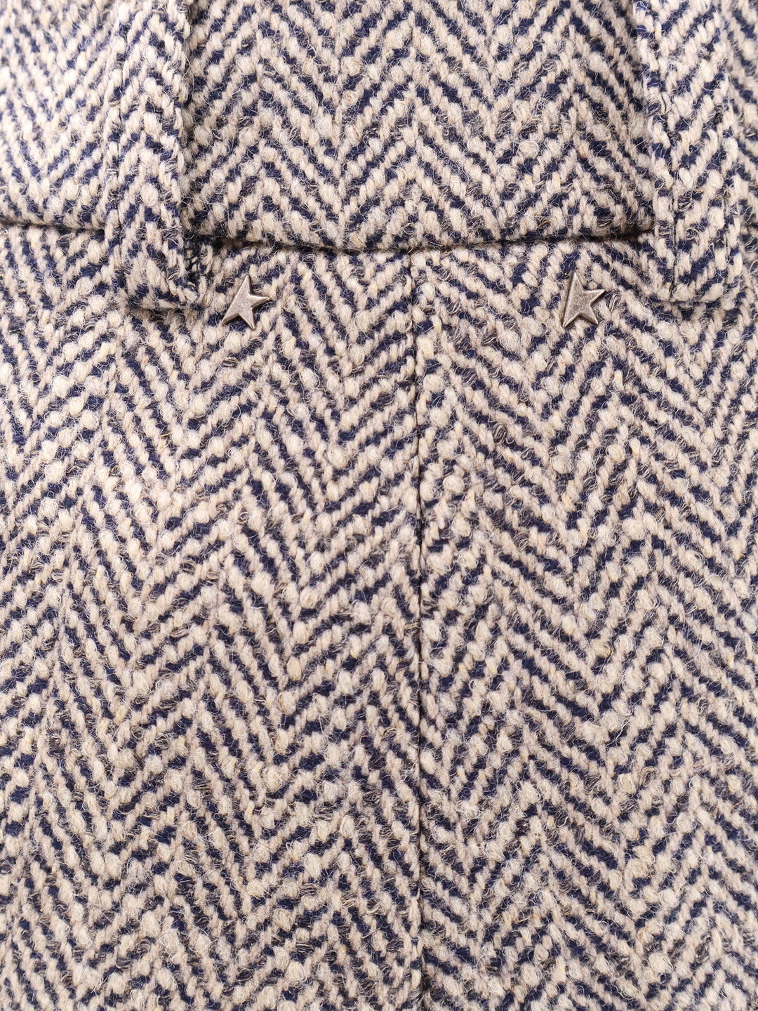 Wool blend shorts with herringbone motif