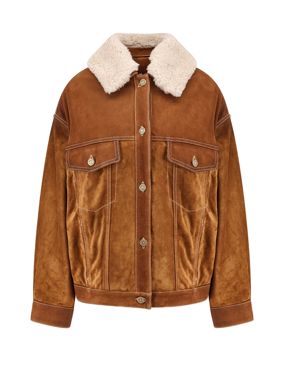 Suede jacket with removable shearling insert