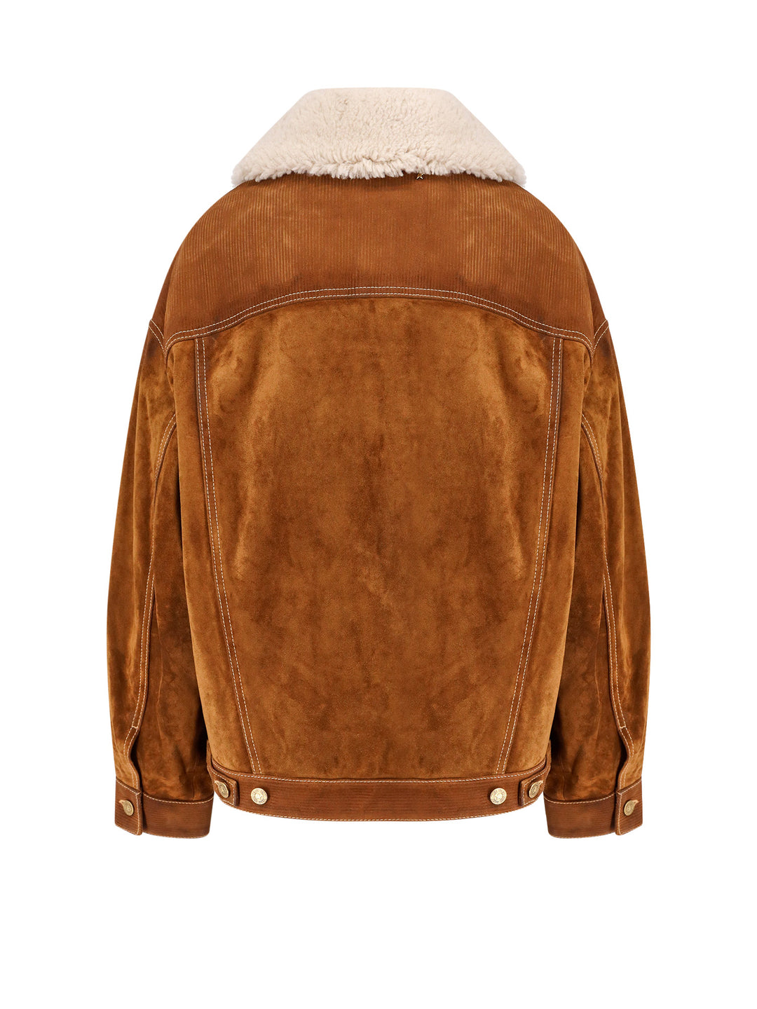 Suede jacket with removable shearling insert