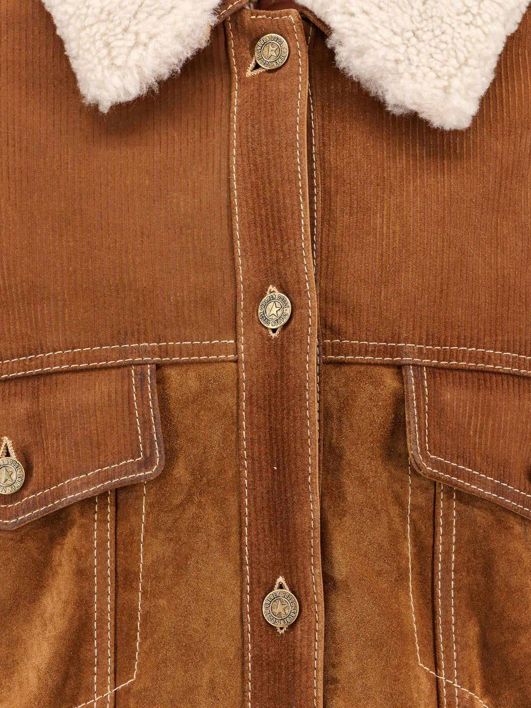 Suede jacket with removable shearling insert