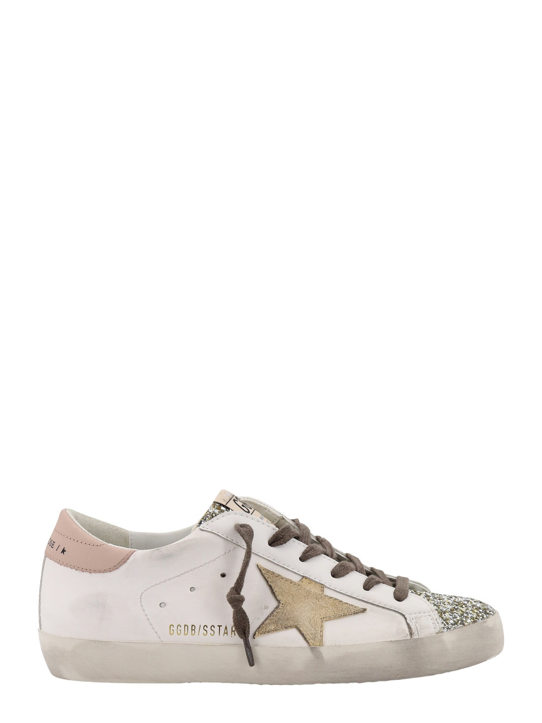 Leather sneakers with glitter detail