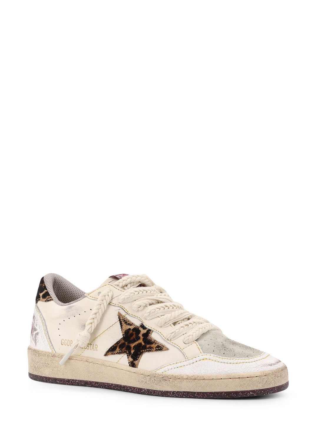 Leather and suede sneakers with animalier detail