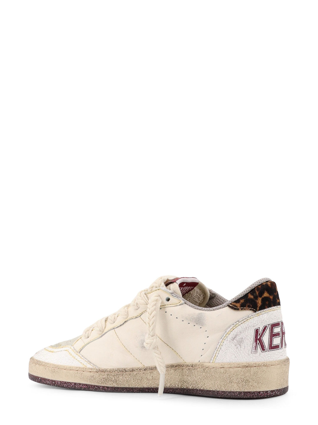 Leather and suede sneakers with animalier detail