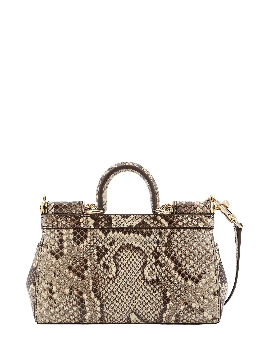 Leather handbag with animalier print