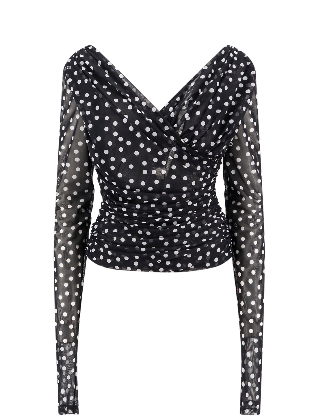 Draped top with polka-dots print