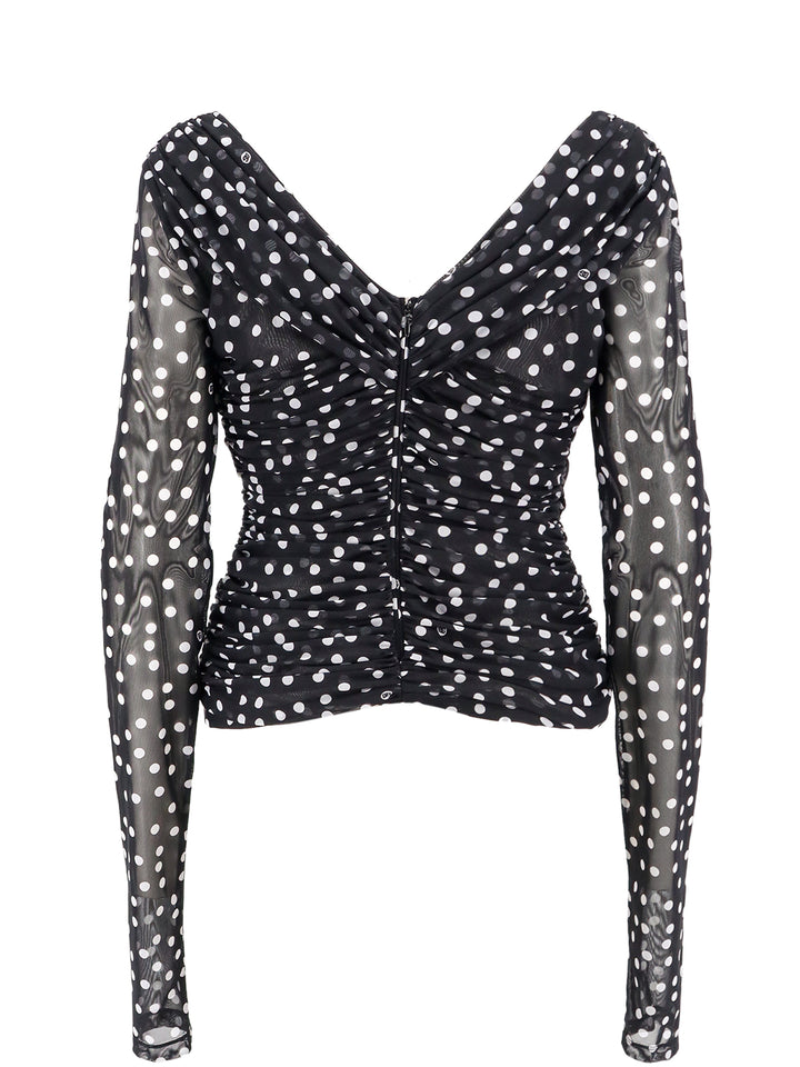 Draped top with polka-dots print