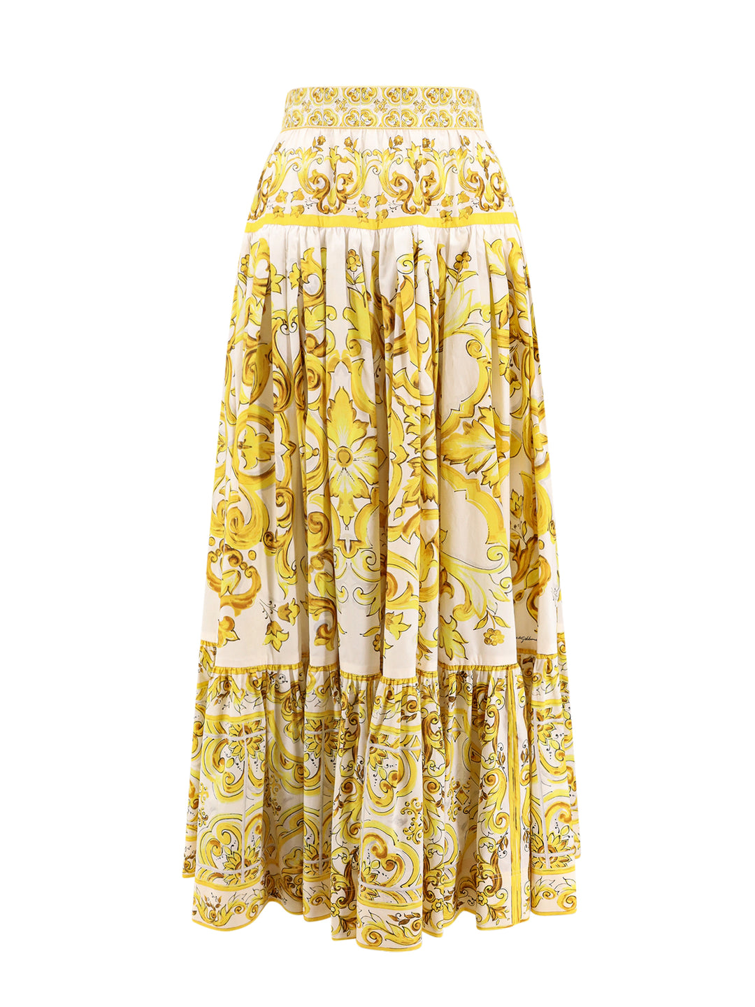 Long skirt with Maiolica print