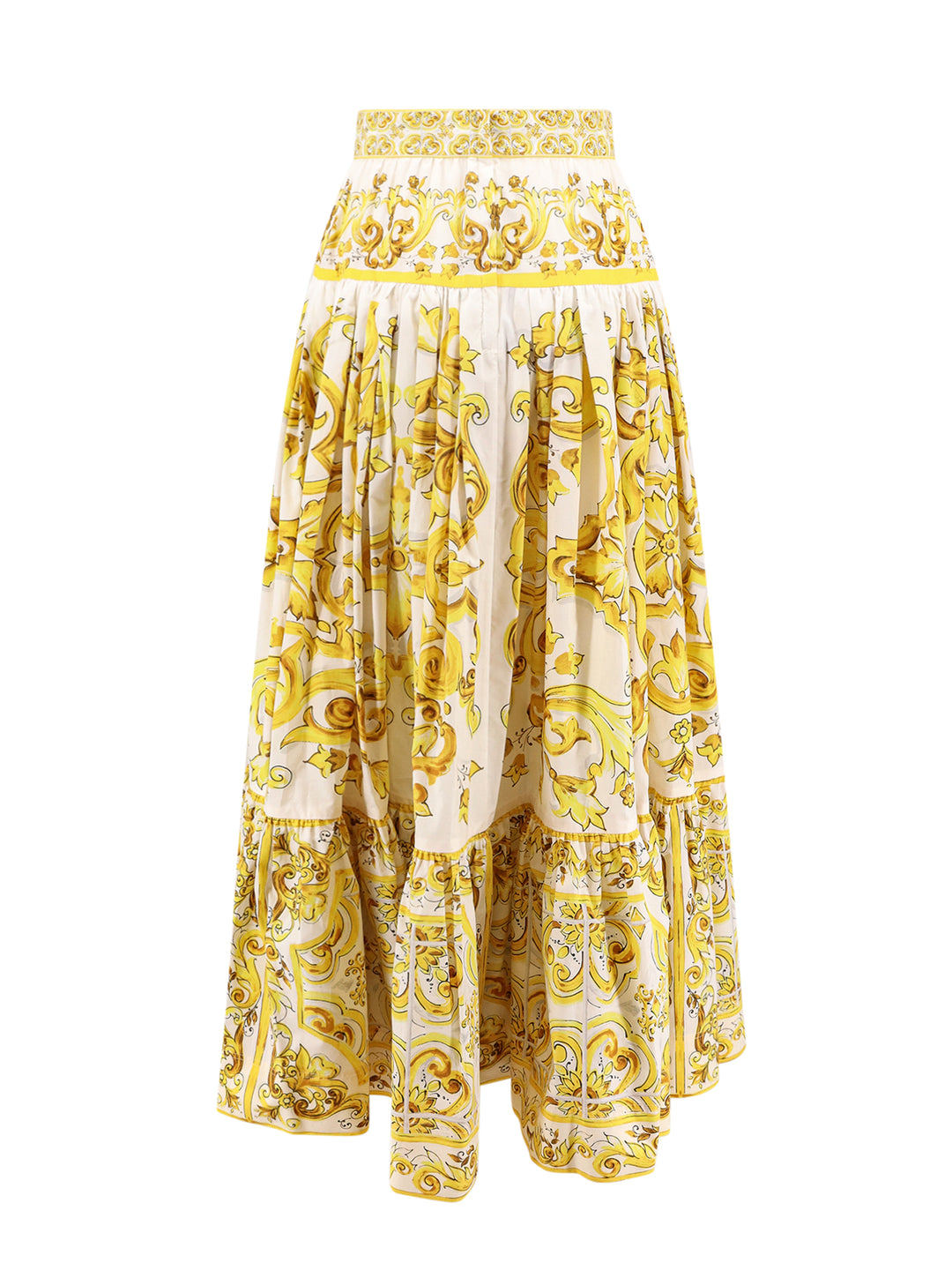 Long skirt with Maiolica print