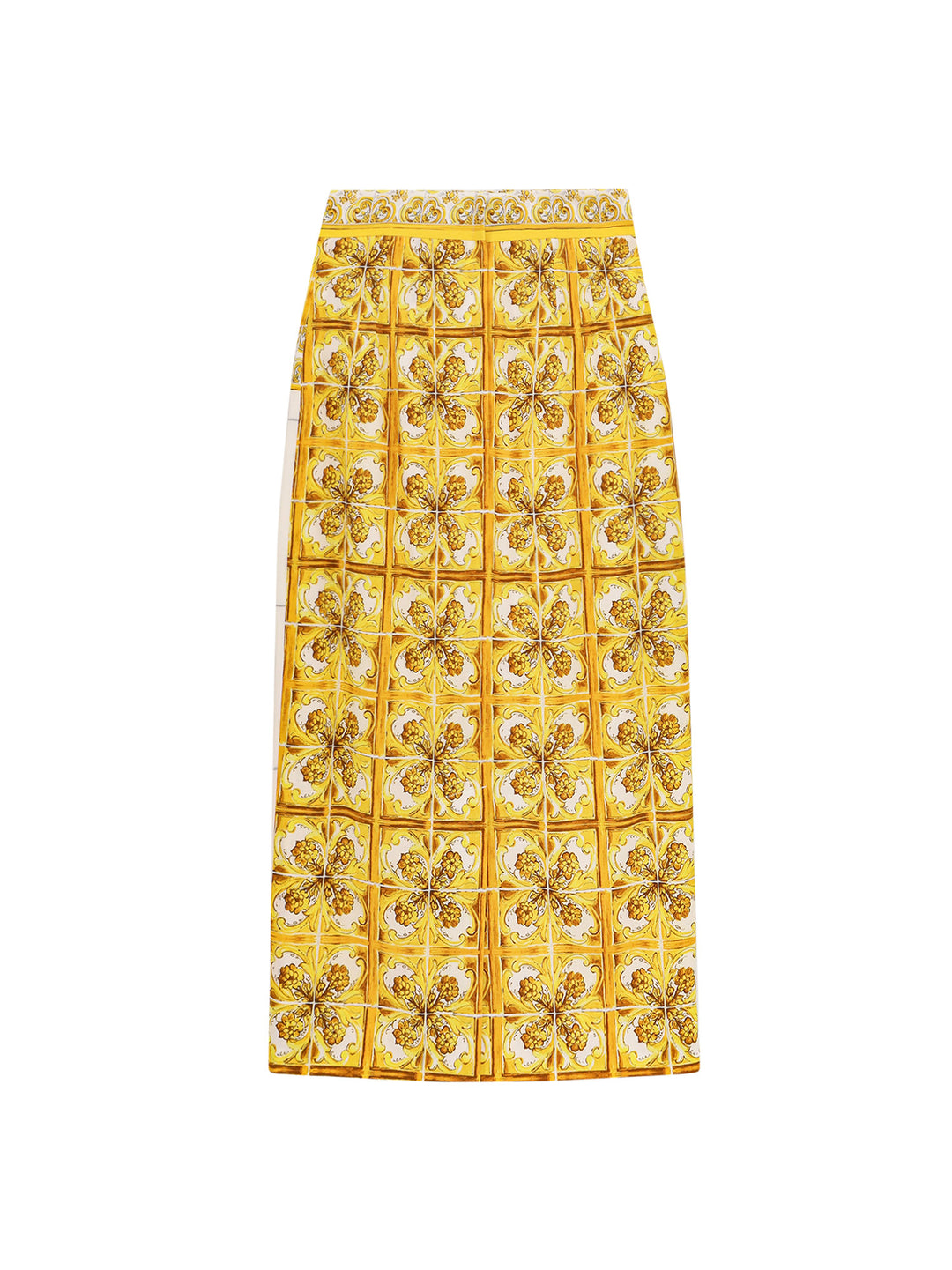 Midi silk skirt with Majolica print