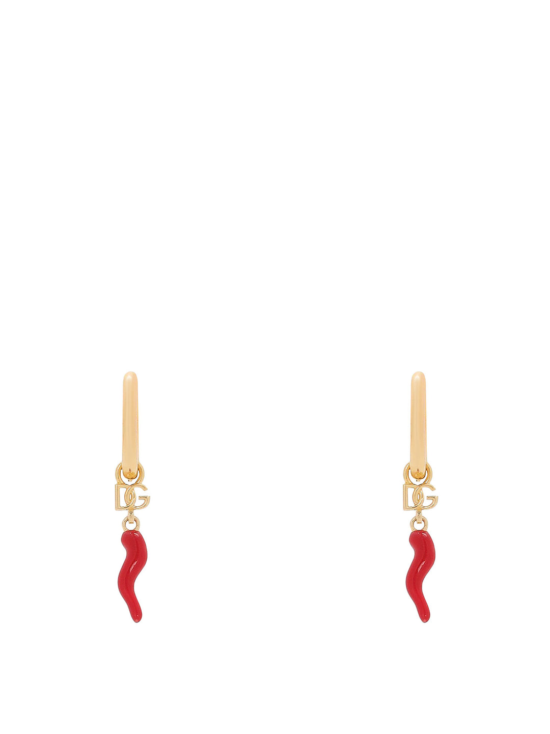 Creole earrings with lucky horn