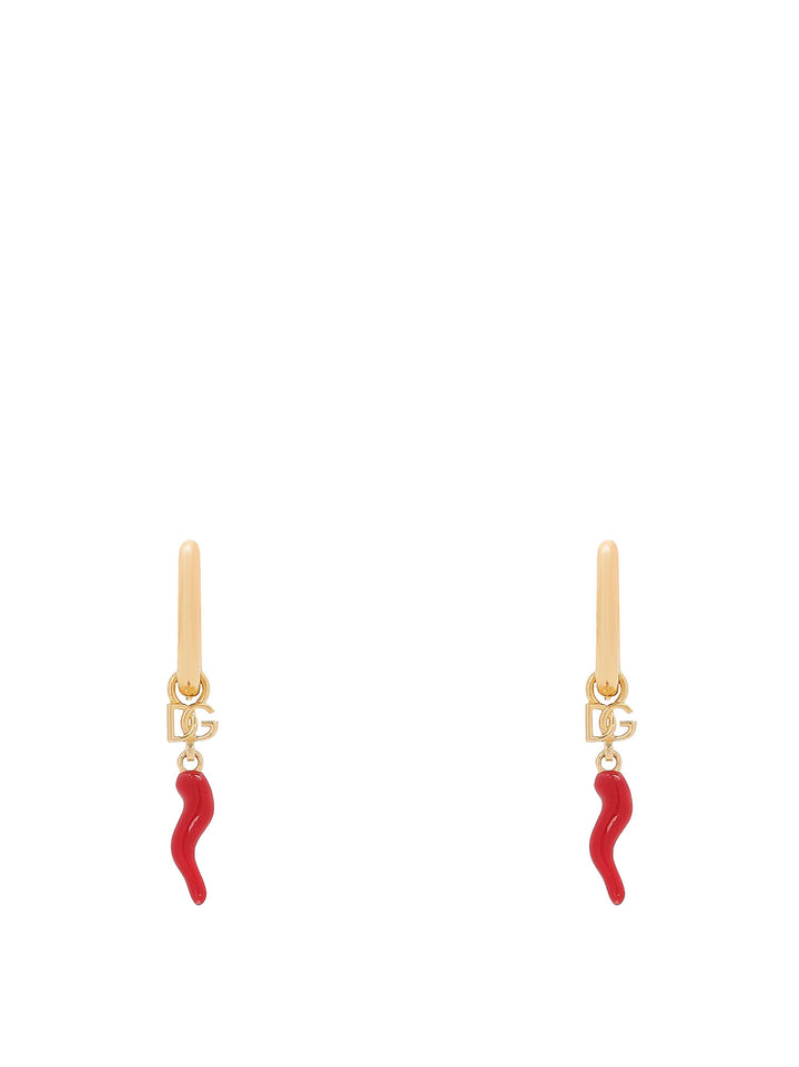 Creole earrings with lucky horn