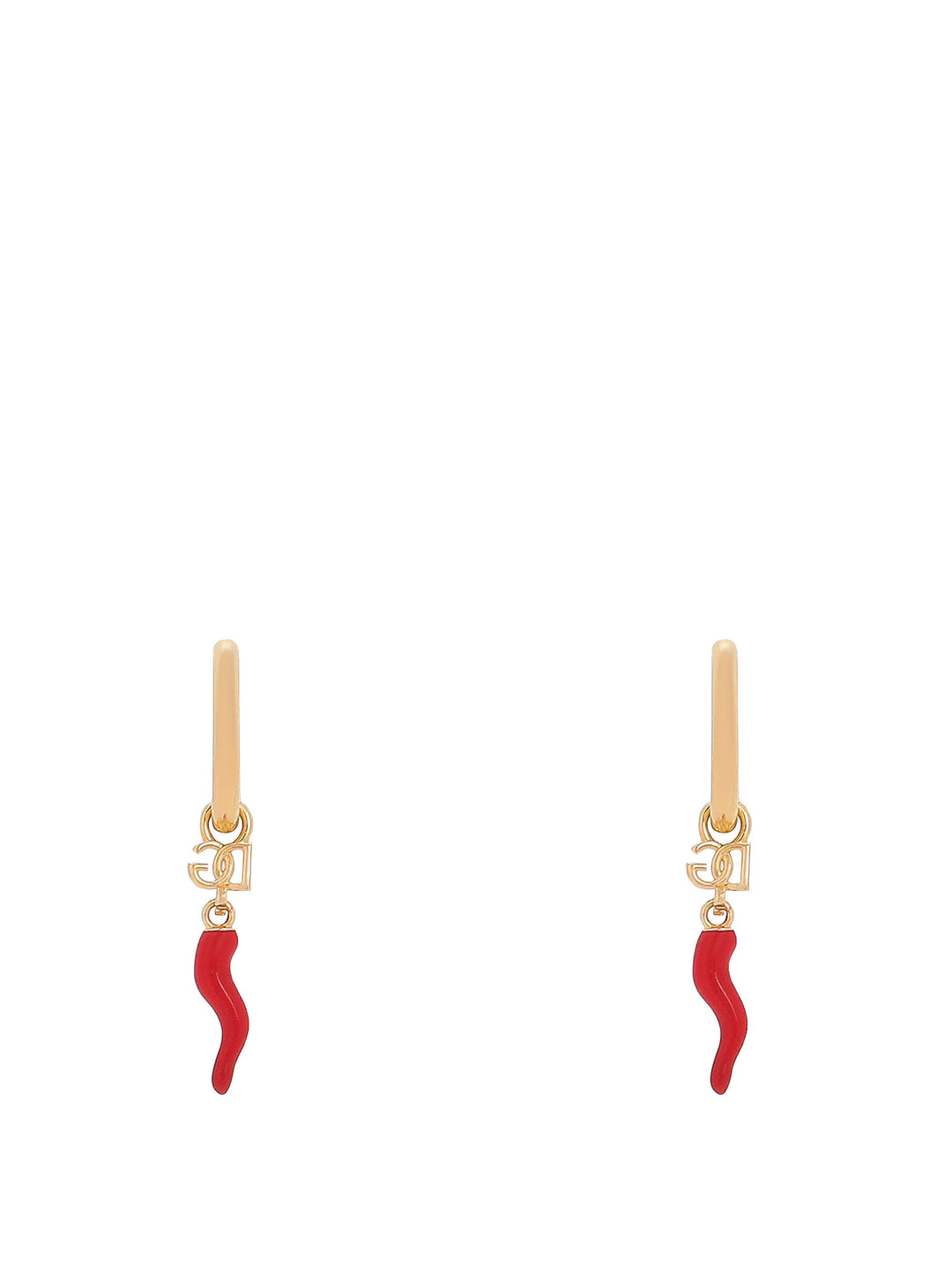 Creole earrings with lucky horn