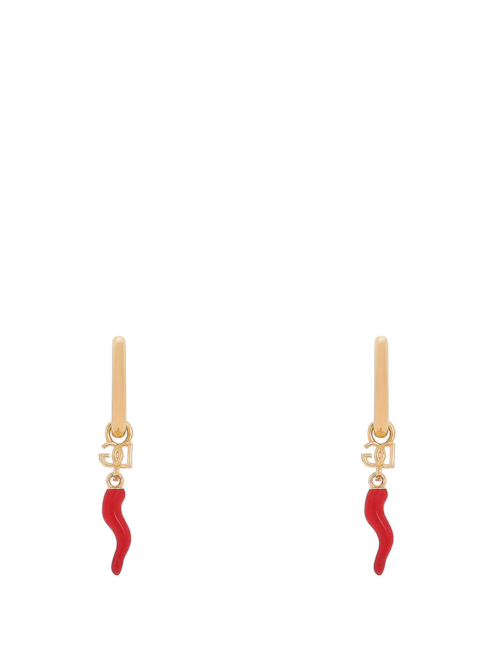 Creole earrings with lucky horn