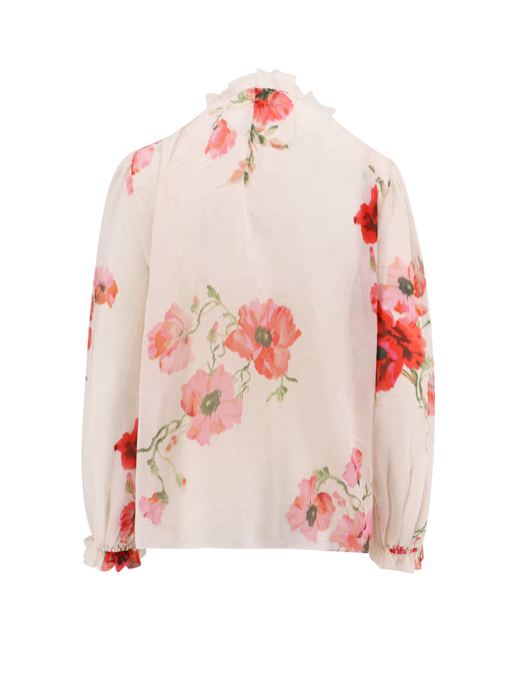 Cotton and silk shirt with floral print