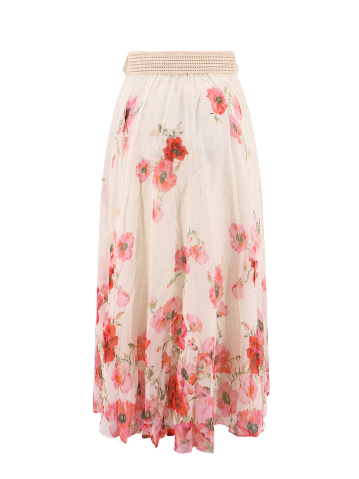 Cotton and silk skirt with floral print