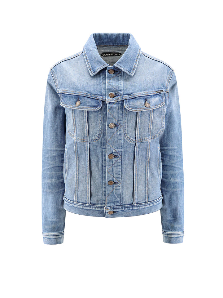 Denim jacket with stitched profiles