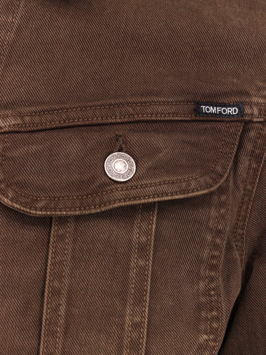 Brow denim jacket with logo label