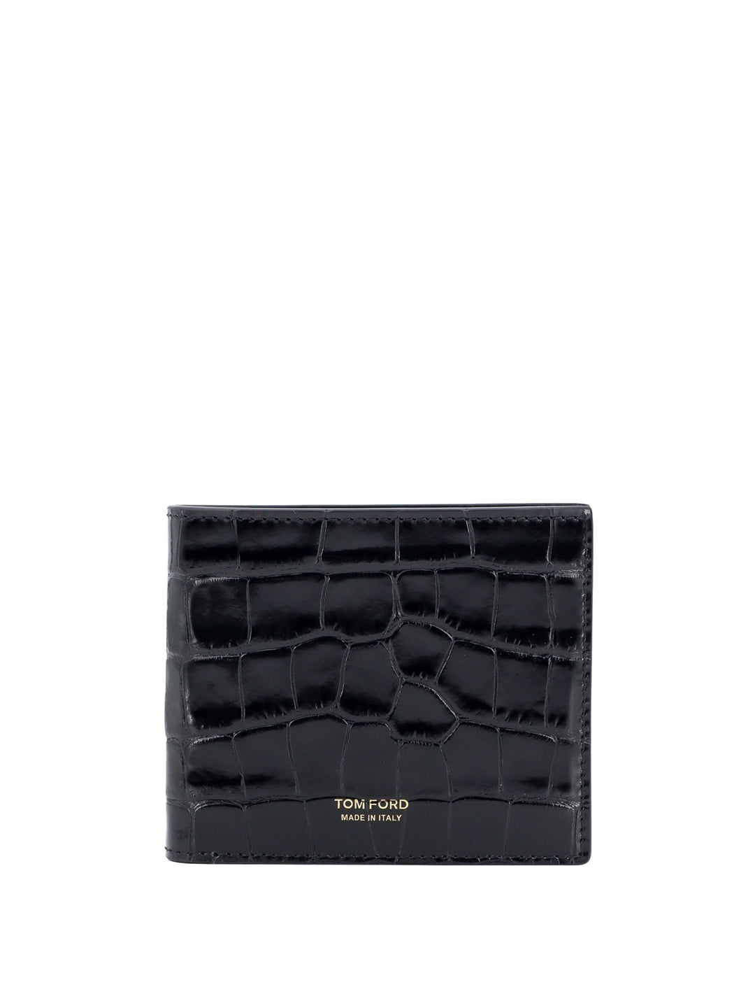 Leather wallet with croco effect