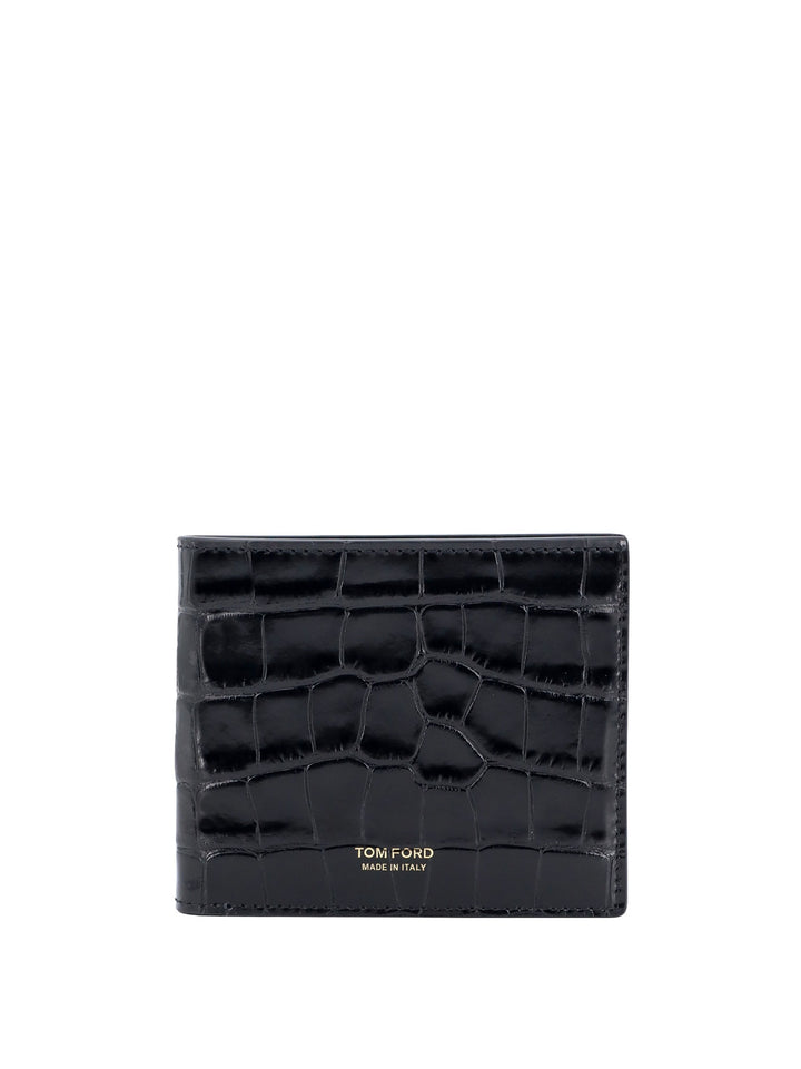 Leather wallet with croco effect