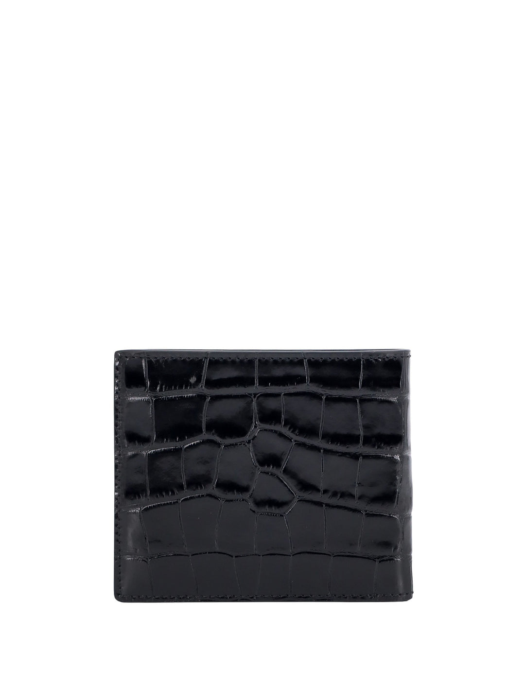 Leather wallet with croco effect