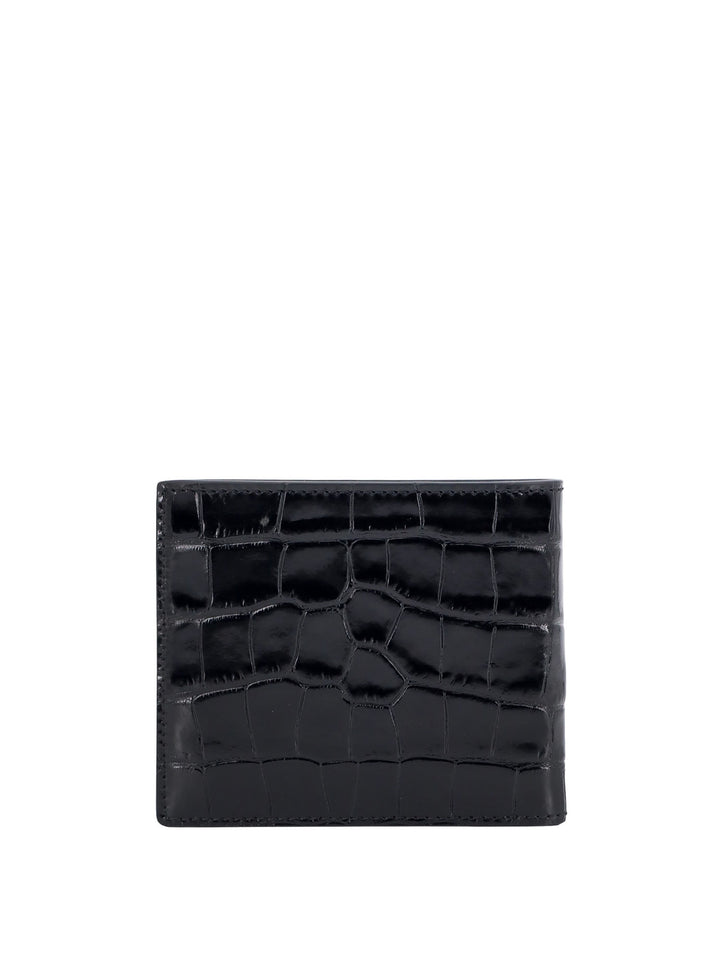 Leather wallet with croco effect