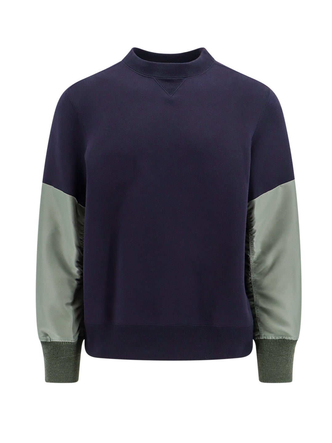 Cotton sweatshirt with nylon inserts