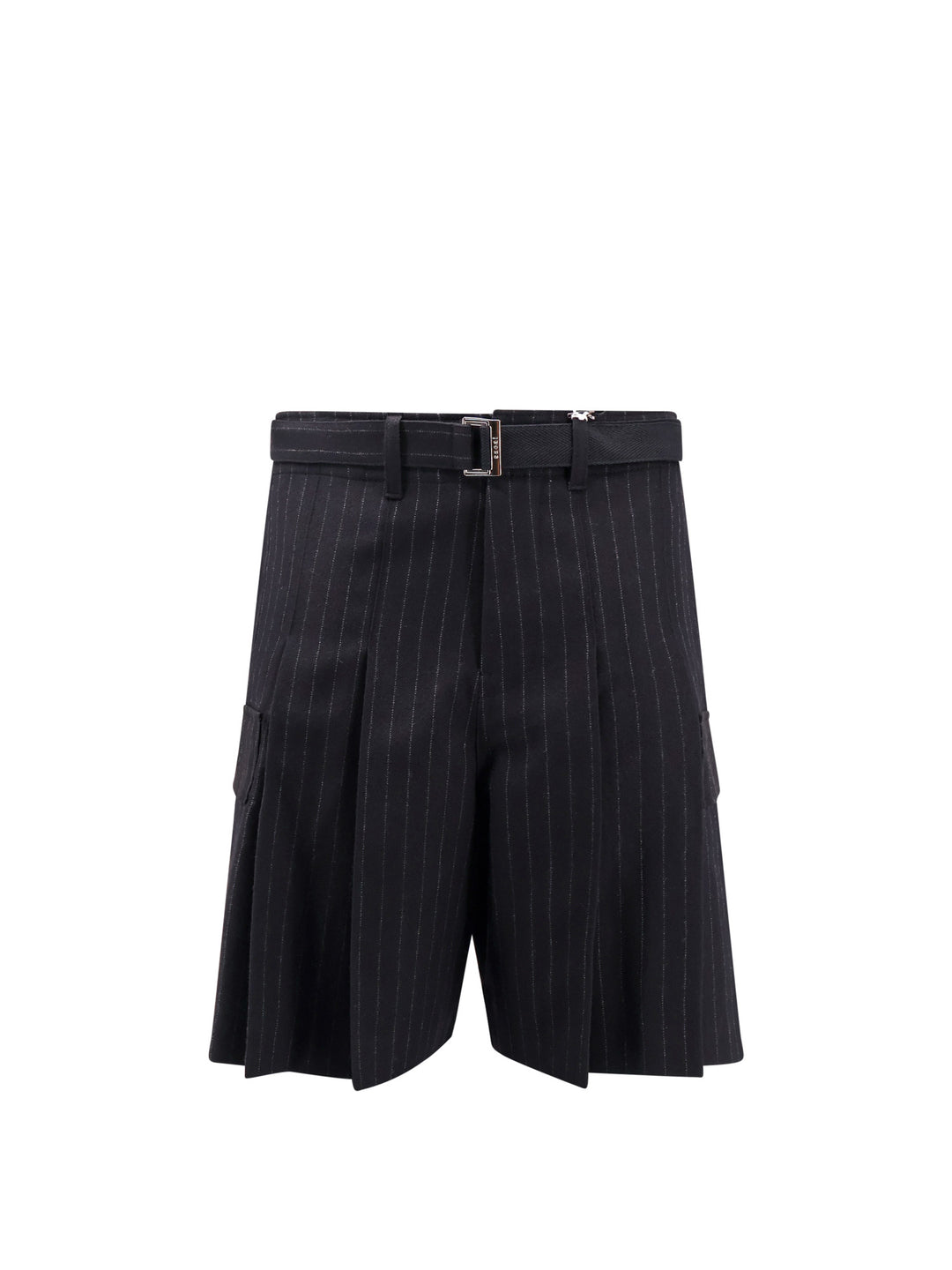 Wool bermuda shorts with striped motif