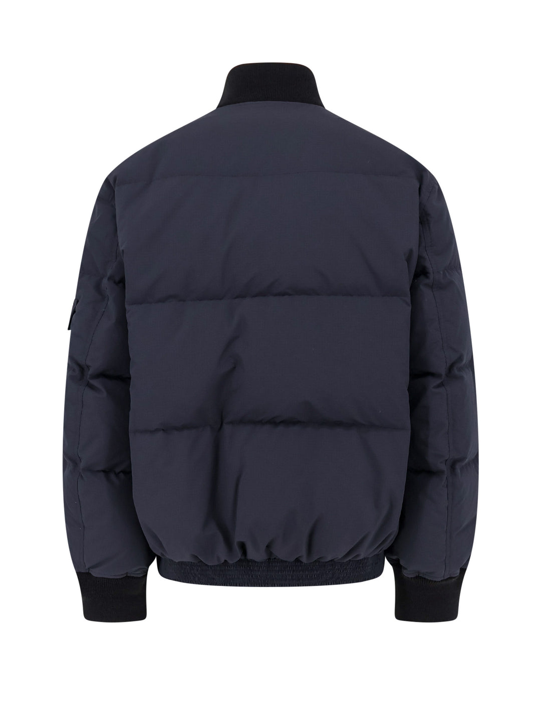 Padded and quilted nylon jacket with wool profiles