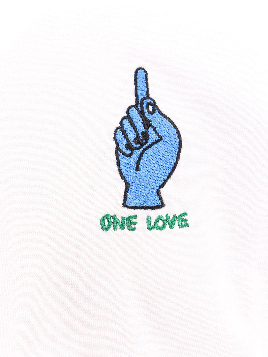 Cotton t-shirt with frontal 'One Love' embroidery