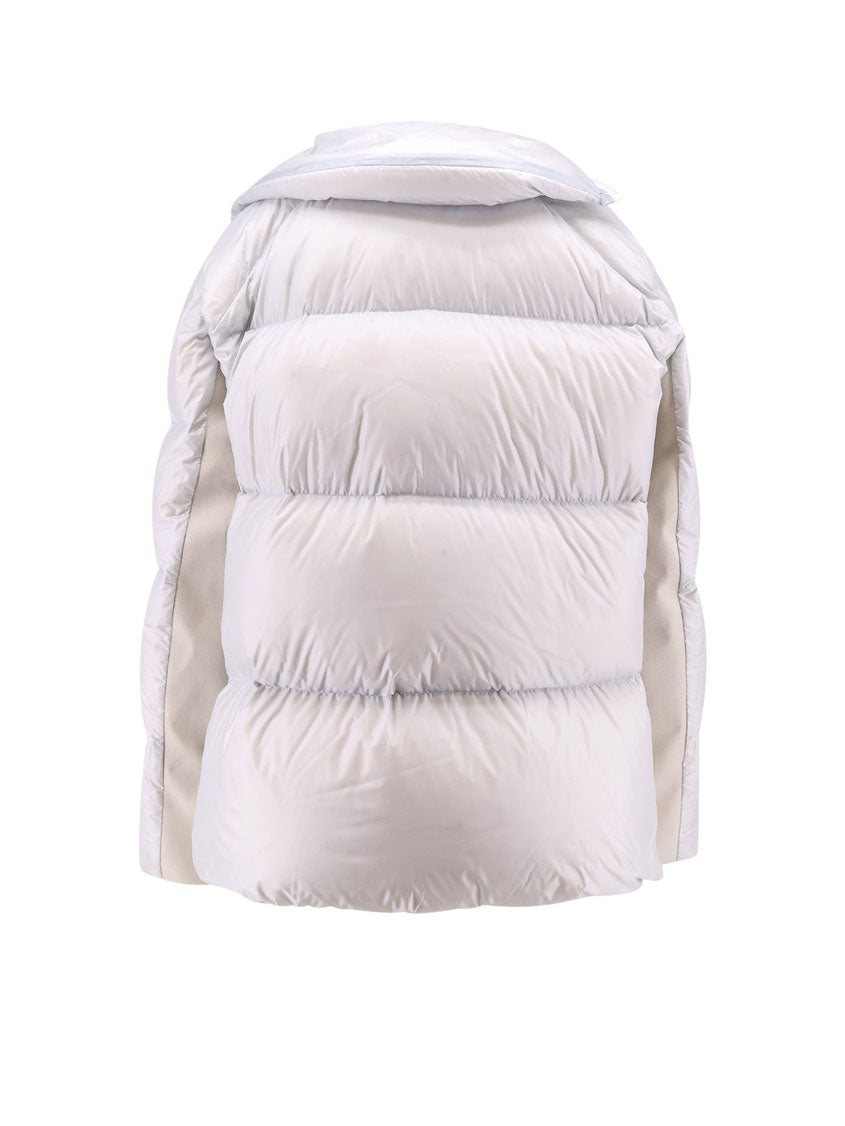 Padded nylon jacket with wool inserts