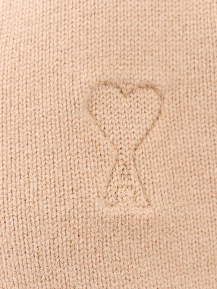 Extrafine merino wool and cashmere cardigan with embroidered logo