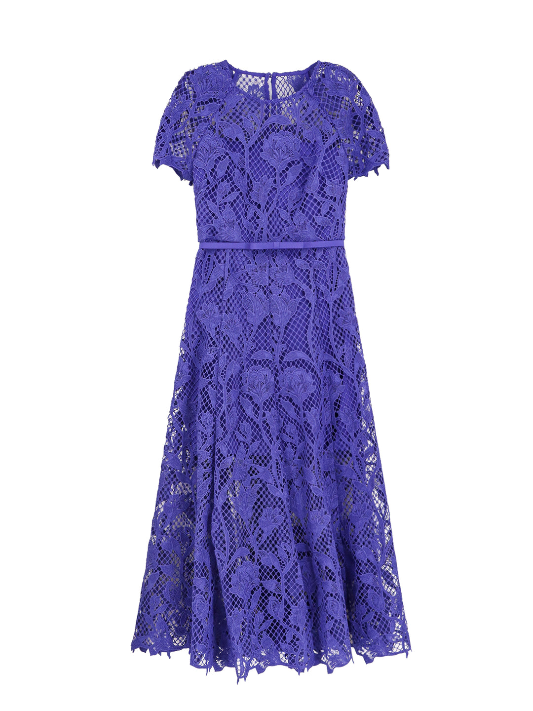 Lace dress with removable belt at waist