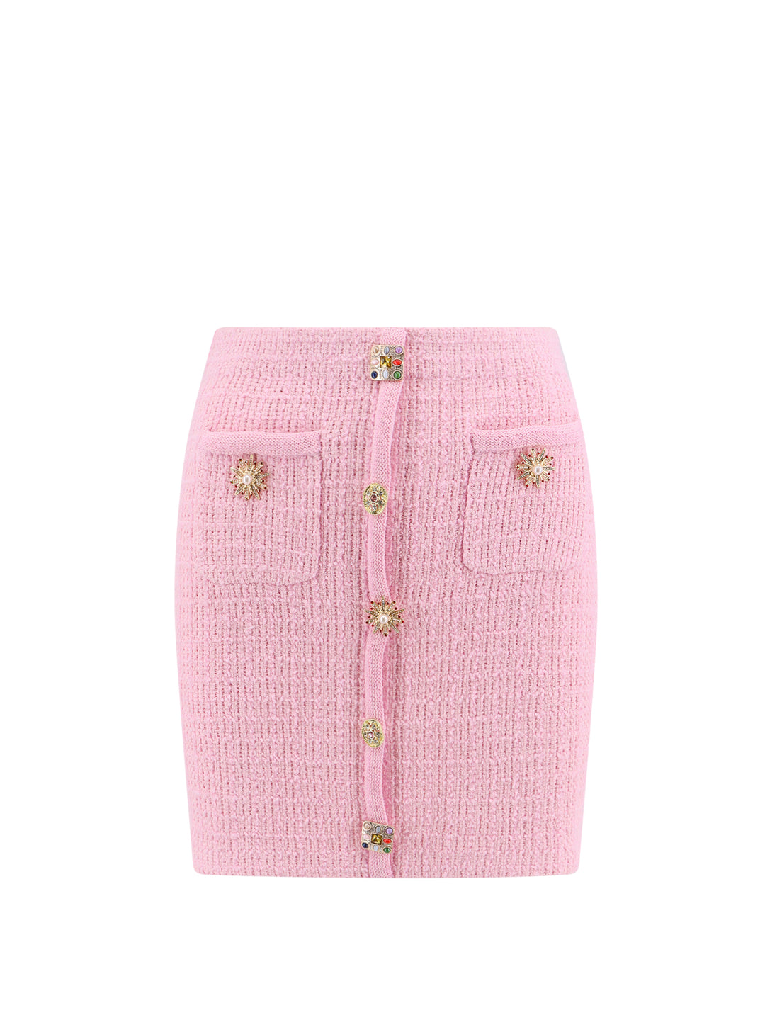 Knit skirt with jewel buttons