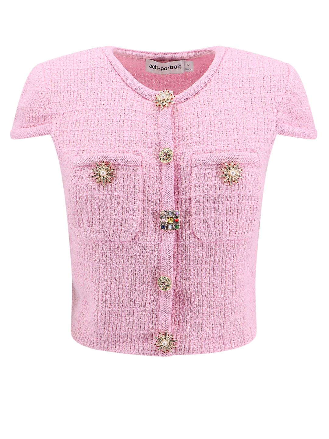 Knit top with jewel buttons