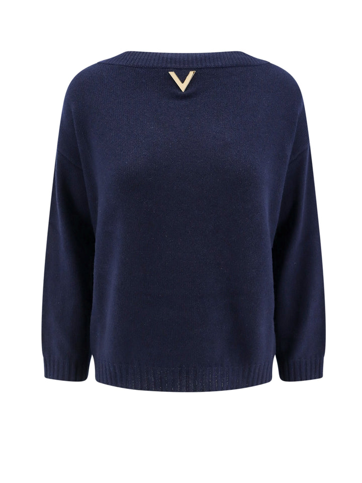 Cashmere sweater with Metallic V Detail