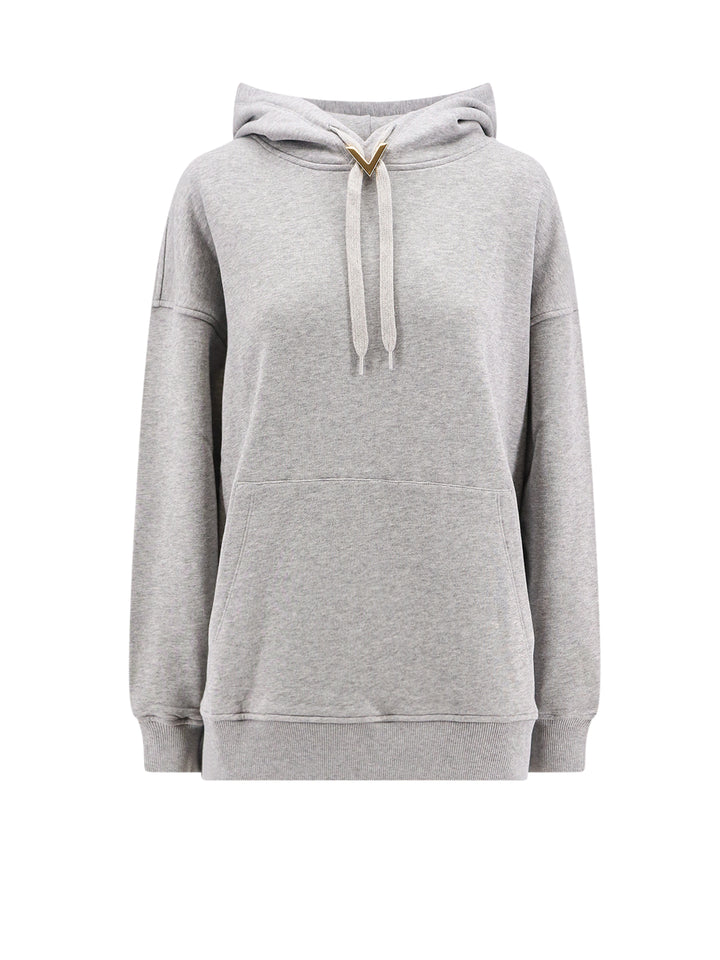 Valentino cotton sweatshirt with hood and Metallic V Detail