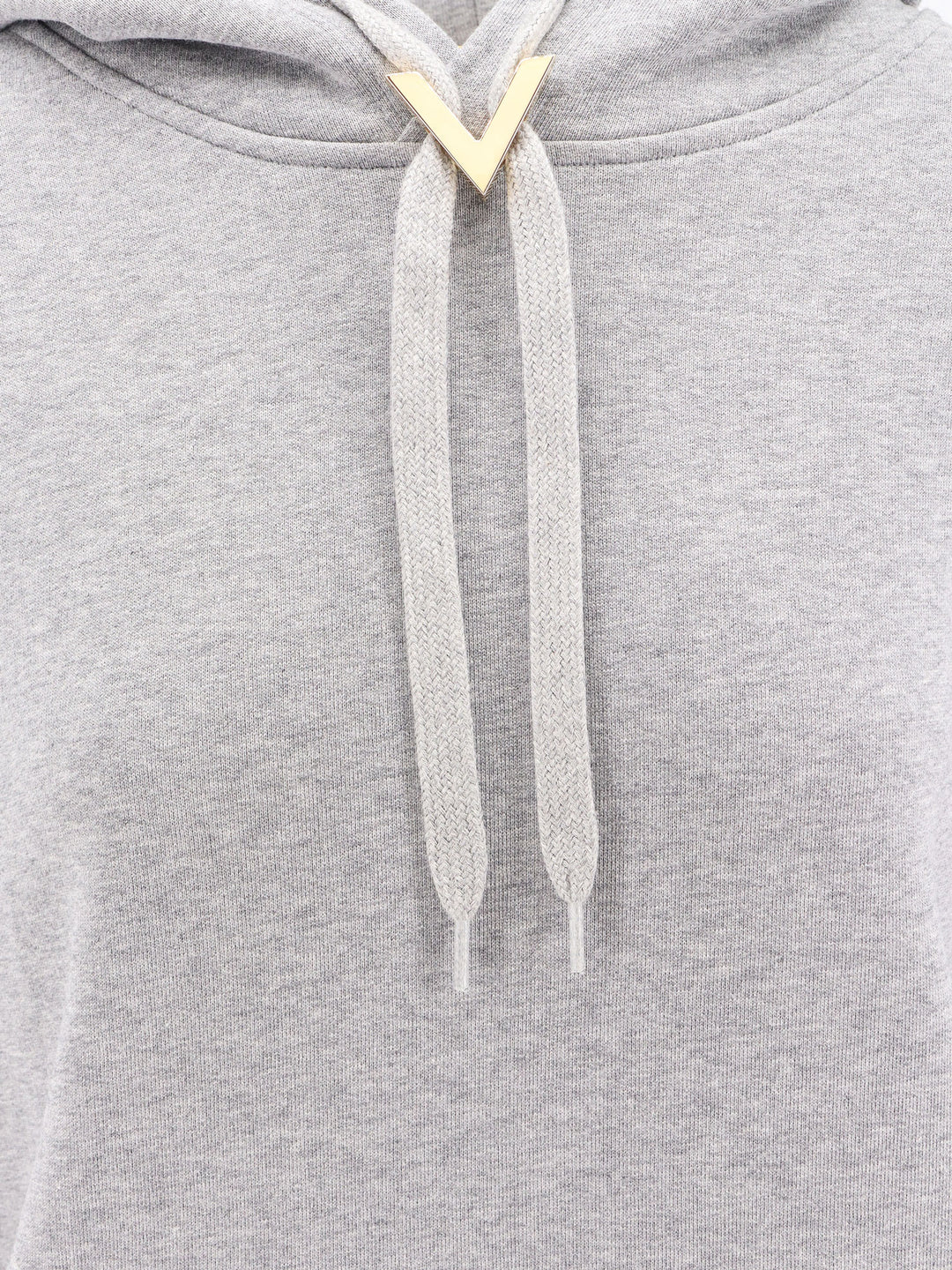 Valentino cotton sweatshirt with hood and Metallic V Detail