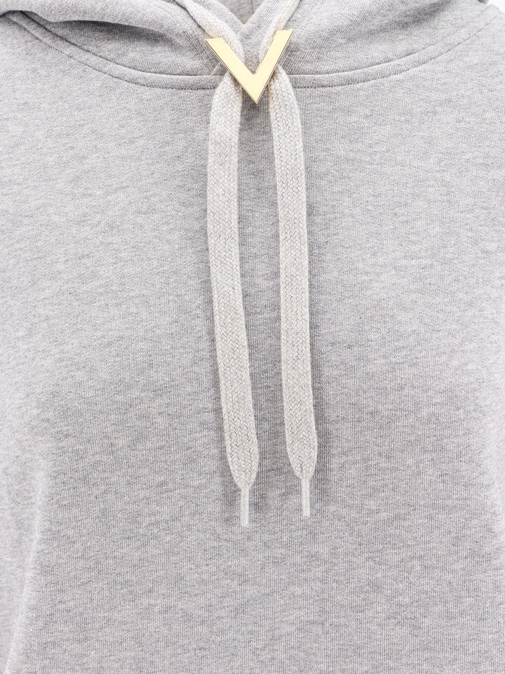 Valentino cotton sweatshirt with hood and Metallic V Detail