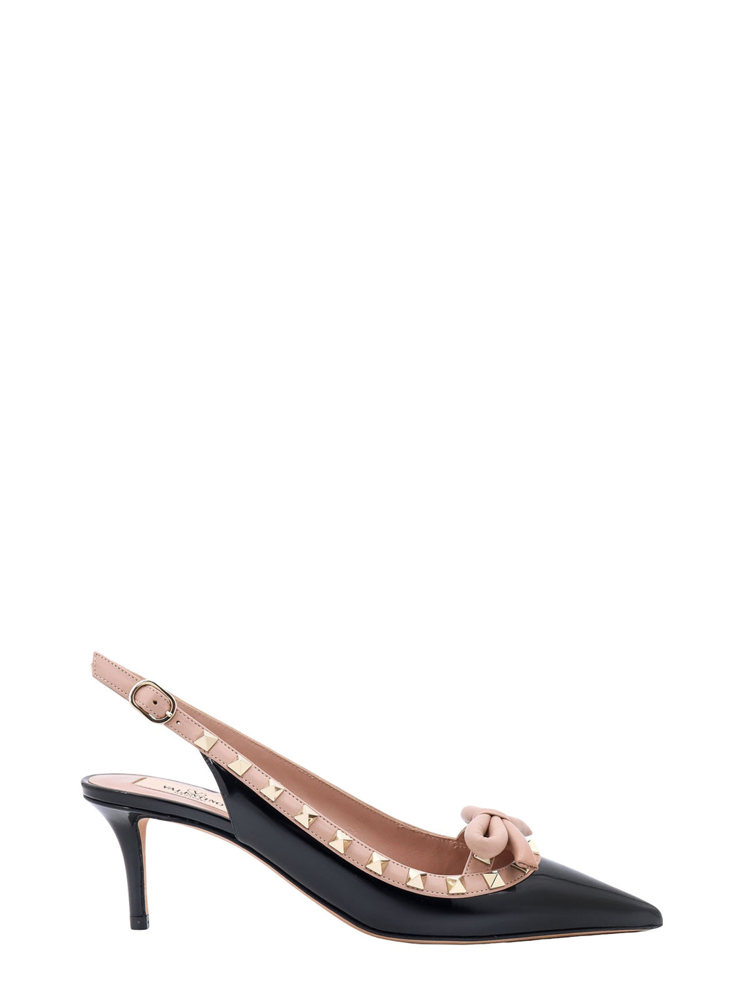 Patent leather slingback with iconic studs