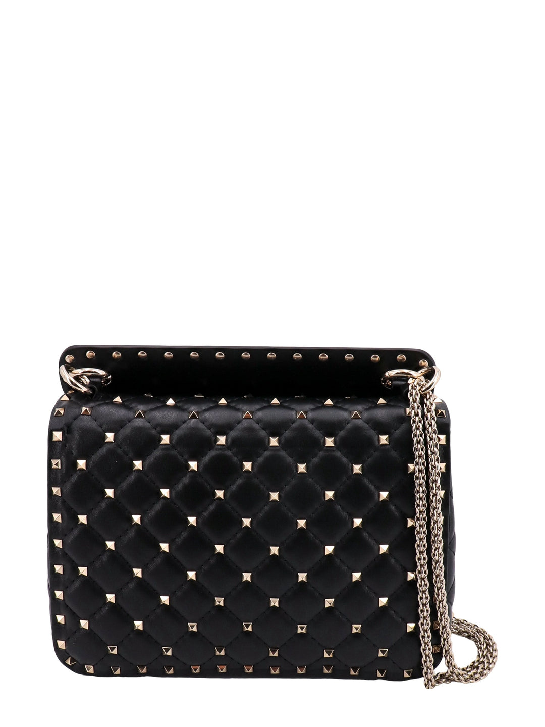 Matelassé leather shoulder bag with iconic studs